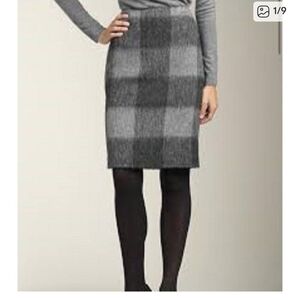 Talbots Charcoal Checkered Pencil Skirt